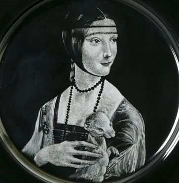 a*a様 絵画原画（自叙伝沁みるカスケード）円形の絵画 板絵 貴婦人の絵