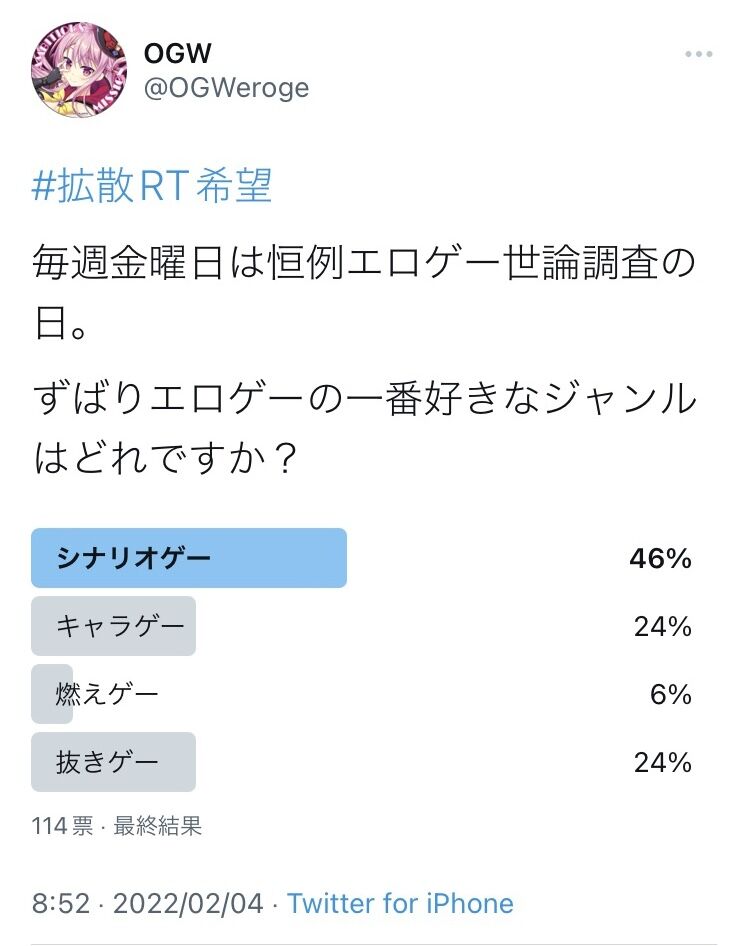 エロゲー 『好きなジャンルの統計調査』感想