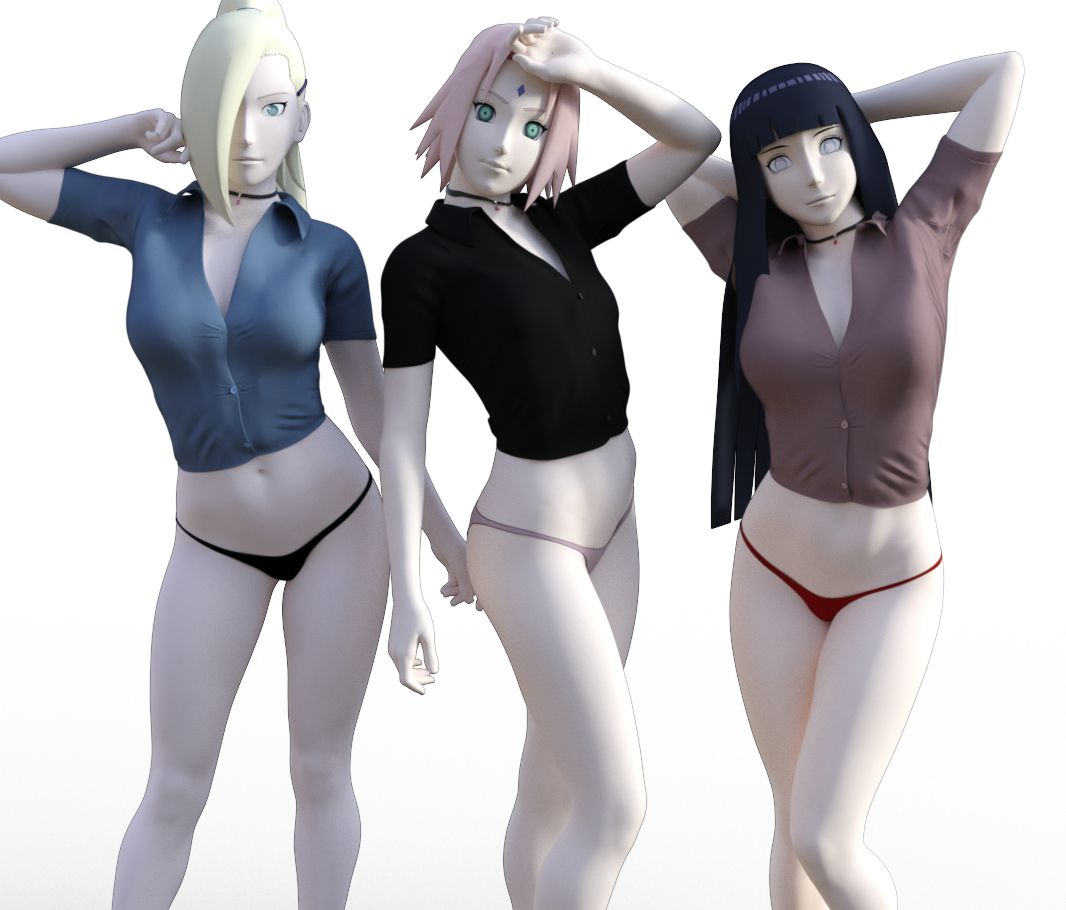 Daz Studio サクラ いの ヒナタのjkコスプレ Naruto Sakura Ino Hinata Schoolgirl Costume ３dエロゲーで遊ぼう ハニーセレクト実践記