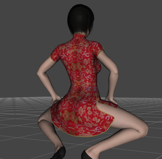 チャイナドレス　エロ蹲踞 (3)