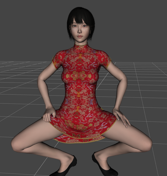 チャイナドレス　エロ蹲踞 (1)