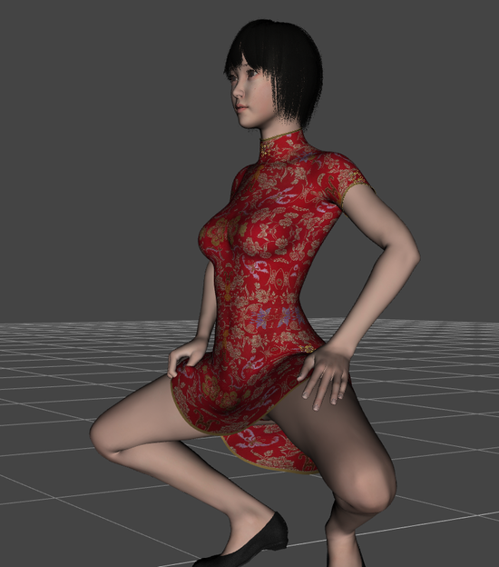 チャイナドレス　エロ蹲踞 (2)