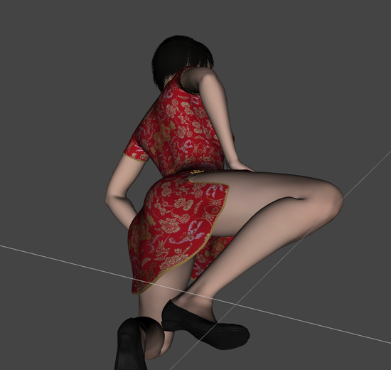 チャイナドレス　エロ蹲踞 (4)