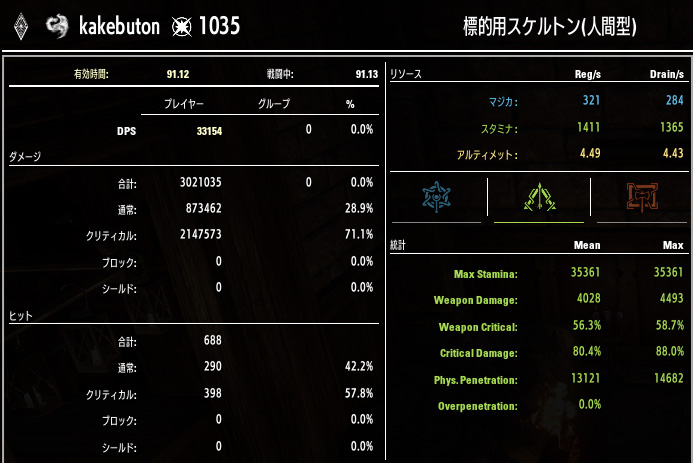 V3 3 11 一般的なスタミナdkのdps構成 両手武器編 Esoブログ エルダースクロールズオンライン一人旅