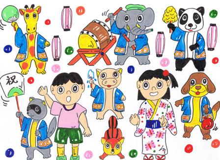 夏祭り ポスター用イラスト 盆踊り 大津屋製靴店のコーヒーブレイク