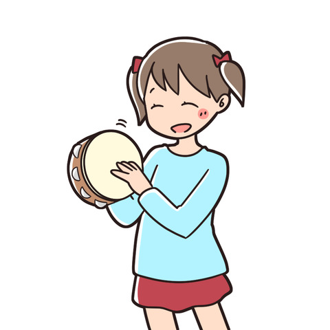 女の子とタンバリン