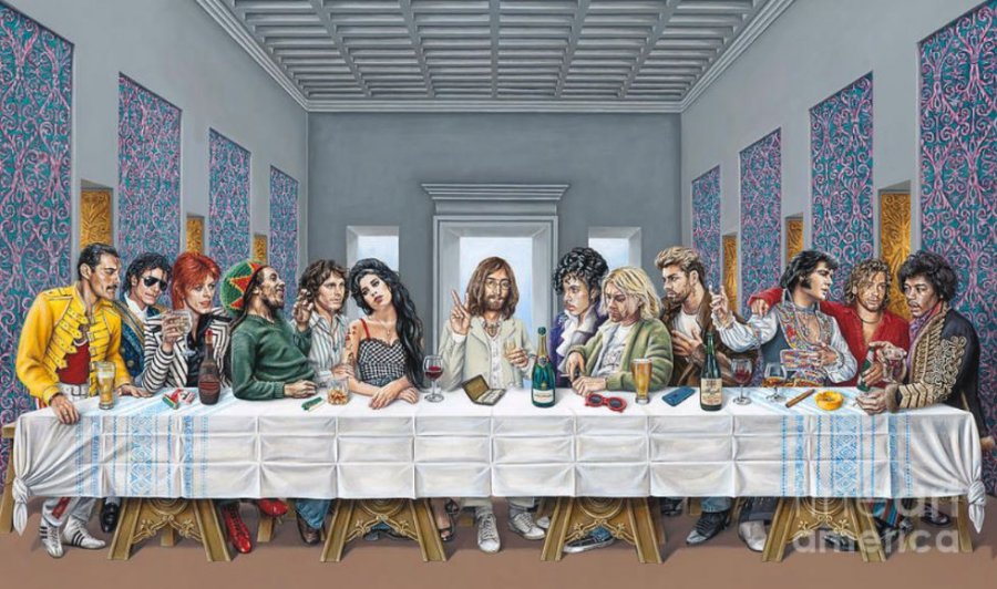 記事 フレディ マイケル ボウイ ジミヘン他 亡くなった著名なミュージシャンたちが登場する 最後の晩餐 風イラストが話題に Ettomio ニュース斜め読み