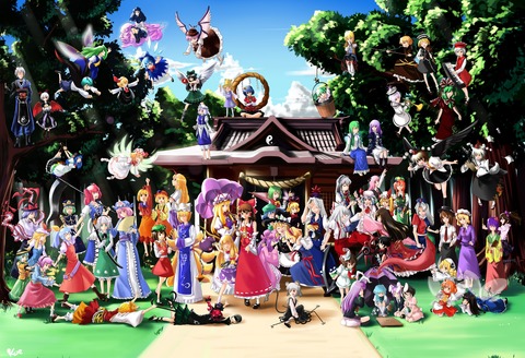 東方Projectのキャラクターの全員集合・一覧イラスト　50枚 22