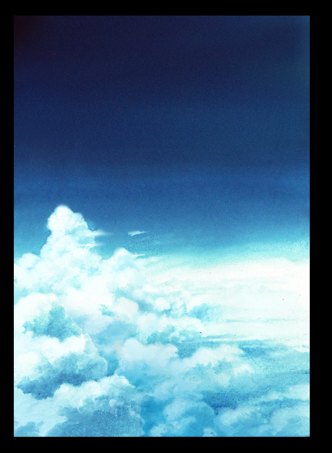 チュートリアル ポスターカラー背景 雲 電気水彩