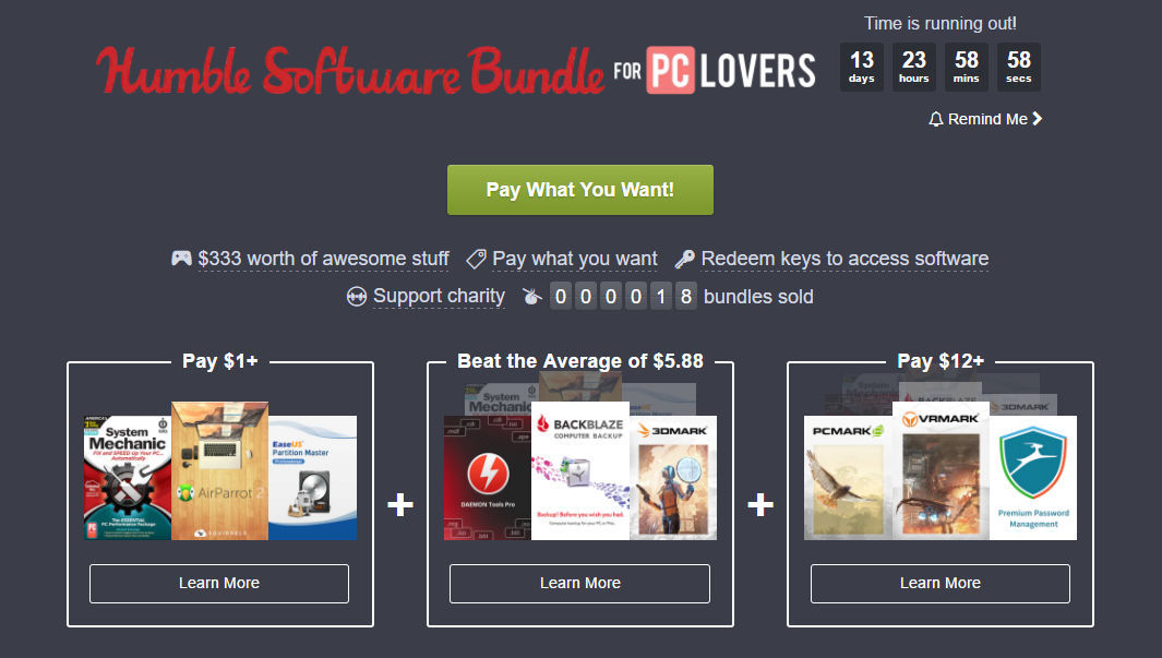PC Gamer リスト更新中 : HumbleでSoftware Bundle for PC Lovers
