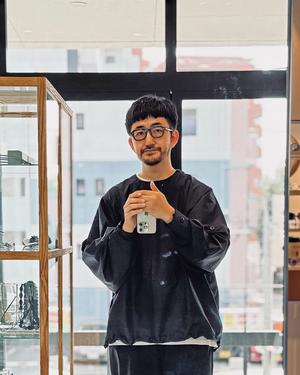 大型鏡　黒フレーム バックミラー ブラック スクエア 左右 バイク ZX-type カウリング 鏡