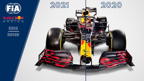 レッドブルRB16BとRB16の比較画像