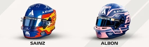 ウィリアムズのカルロス・サインツJr.とアレックス・アルボンのヘルメット