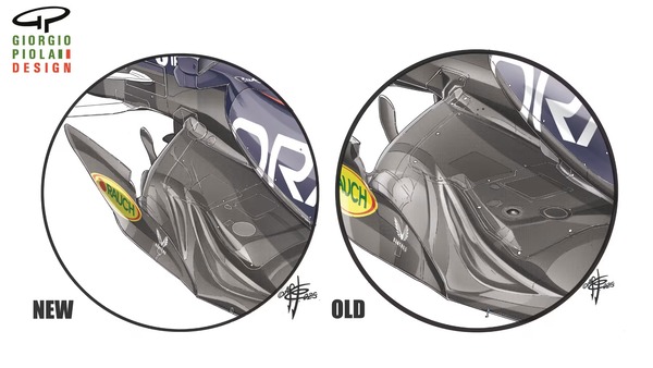 レッドブルRB21：レッドブルのフェンスの位置変更