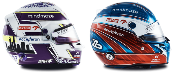 周冠宇とヴァルテリ・ボタスの2022年F1ヘルメット写真
