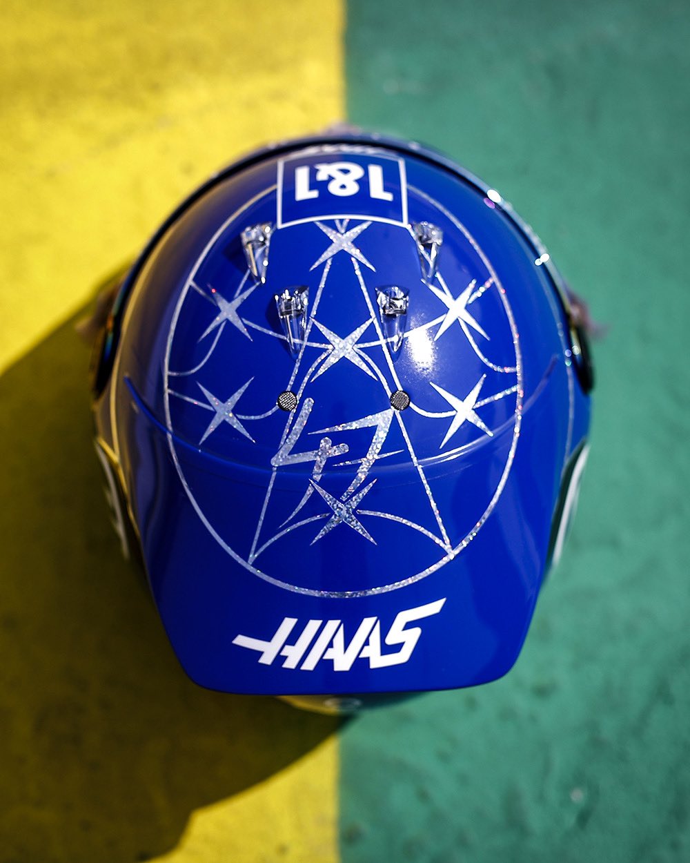 シューベルト製 M.シューマッハ 直筆サイン入り1/2ヘルメット ハース