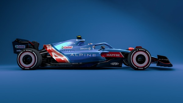 2022年F1マシンに描かれたアルピーヌの2021年カラーリング