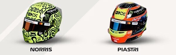 マクラーレン：ランド・ノリスとオスカー・ピアストリのヘルメット