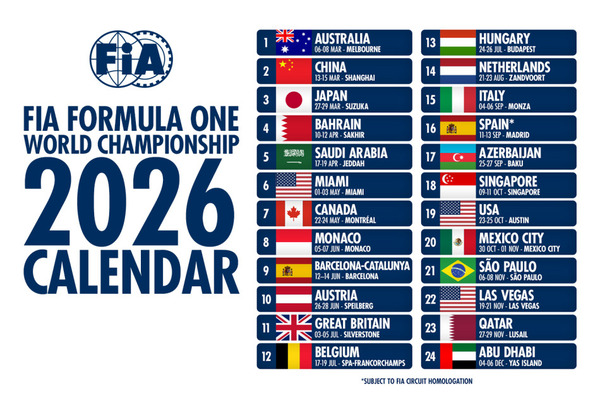 2026年F1カレンダー