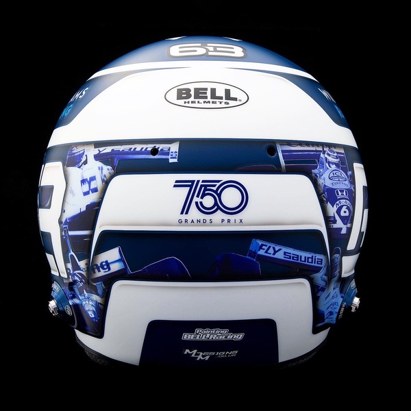 ジョージ・ラッセル（ウィリアムズ）モナコ仕様のヘルメット：ウィリアムズのF1参戦750回記念デザイン