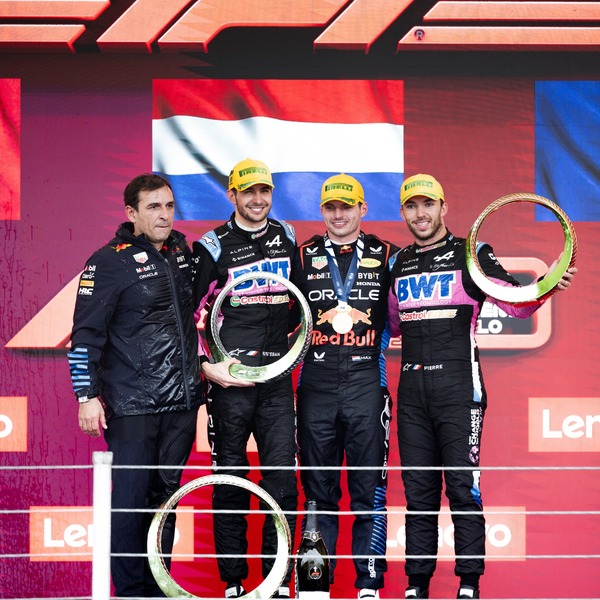 オコン、フェルスタッペン、ガスリー:2024年F1サンパウロGP表彰台