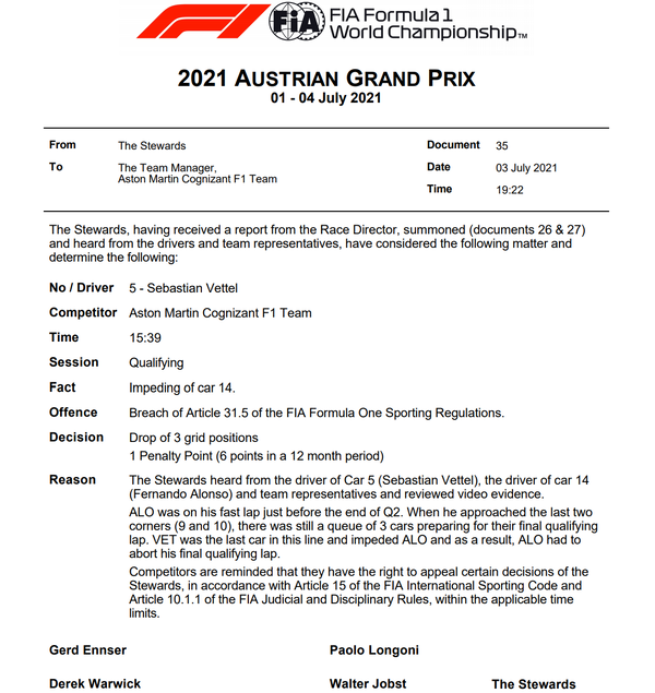 セバスチャン・ベッテル、グリッド3番降格ペナルティ：2021年F1オーストラリアGP