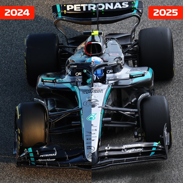 メルセデスW16と2024年マシンとの比較画像：2025年F1プレシーズンテスト