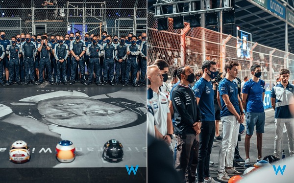 サー・フランク・ウィリアムズを偲んで、ドライバーと関係者が黙とうを捧げる