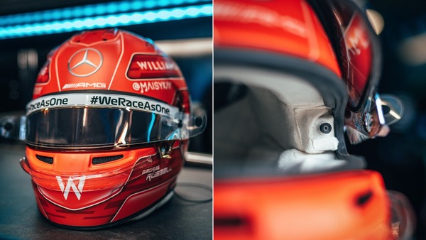 ジョージ・ラッセル（ウィリアムズ）モンツァ仕様のヘルメットはカメラ付き：2021年F1イタリアGP