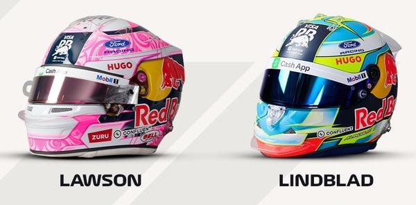 リアム・ローソンとアービッド・リンドブラッドの2026年F1ヘルメット