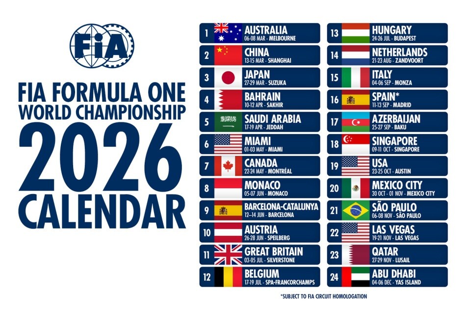 2026年F1カレンダー : F1通信jp