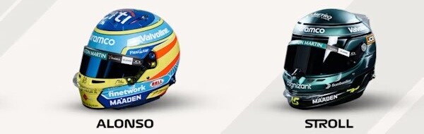 アストンマーティンのフェルナンド・アロンソとランス・ストロールのヘルメット