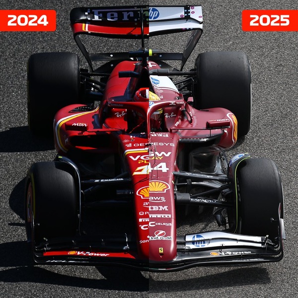 フェラーリSF-25と2024年マシンとの比較画像：2025年F1プレシーズンテスト