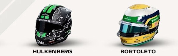 ザウバーのニコ・ヒュルケンベルグとガブリエル・ボルトレトのヘルメット