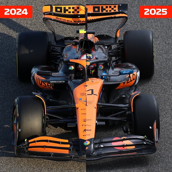 マクラーレンMCL39と2024年マシンとの比較画像：2025年F1プレシーズンテスト