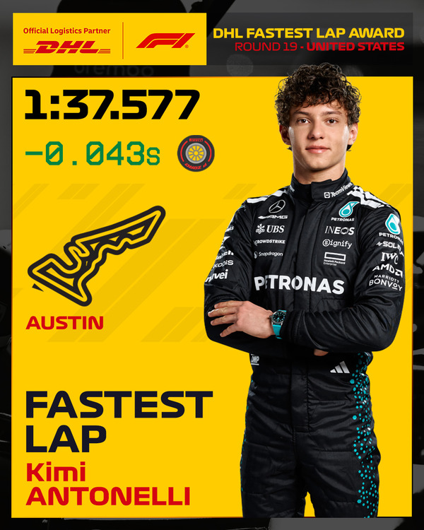 キミ・アントネッリ、最速ラップタイム：2025年F1アメリカGP