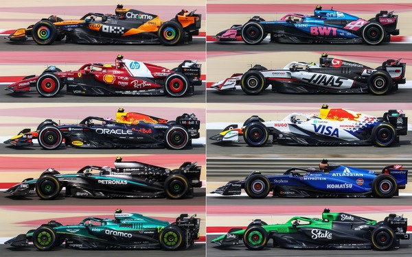 2025年F1マシン比較画像：2025年F1プレシーズンテスト