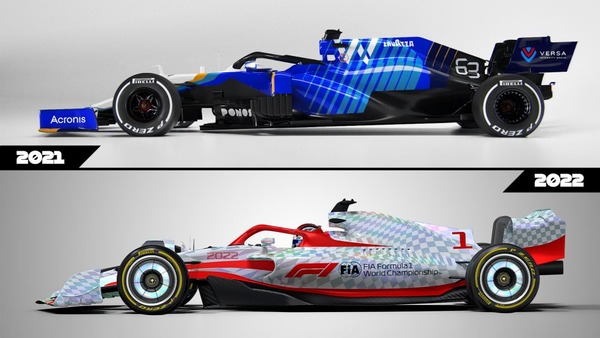 ボディワーク：2021年F1マシンと2022年F1マシンの比較