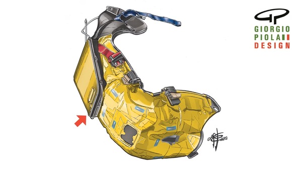マクラーレンMCL39:マクラーレンのシートの裏側(図参照)は熱反射性の金箔でコーティングされている