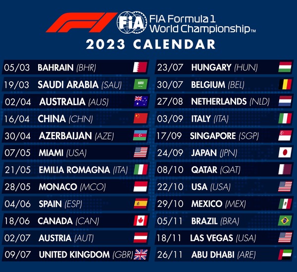 2023年F1カレンダー