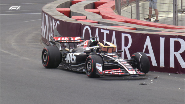 ベアマン、ターン1で障壁にクラッシュ、赤旗が出る：2024年F1アゼルバイジャンGP FP3