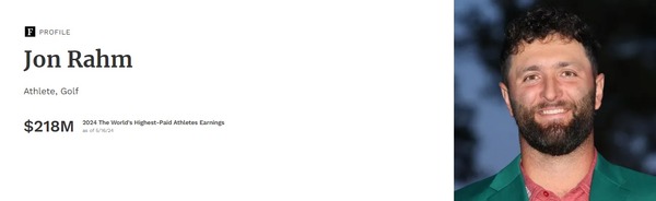 ジョン・ラーム：2024年世界スポーツ選手長者番付トップ2