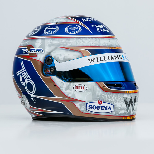 ニコラス・ラティフィ(ウィリアムズ)モナコ仕様のヘルメット:ウィリアムズのF1参戦750回記念デザイン