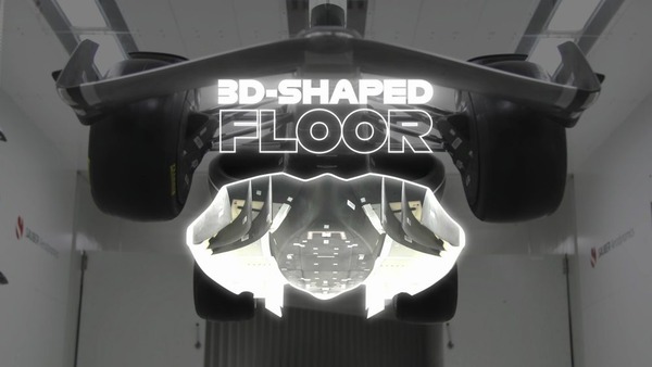 2022年F1マシンの3D形状(立体形状)フロアの詳細画像:中央プランク両側に「ベンチュリー型」の溝がある