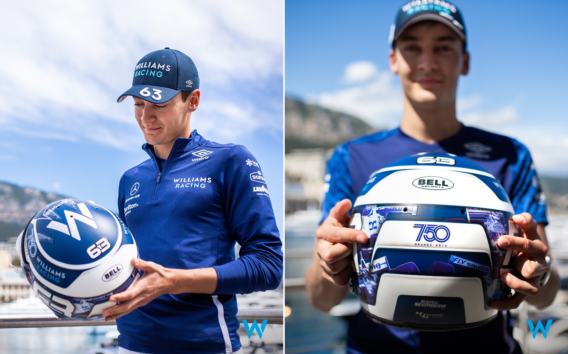 ジョージ・ラッセル、モナコ仕様のヘルメット:ウィリアムズのF1 ジョージ・ラッセル、モナコ仕様のヘルメット:ウィリアムズのF1