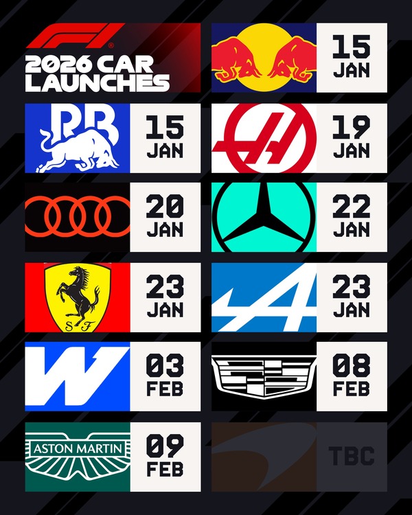 2026年F1マシン発表の日程 - 2