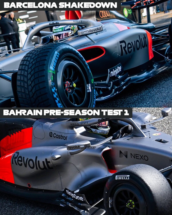 アウディR26のサイドポッド、バルセロナのシェイクダウン時とバーレーンテストの比較