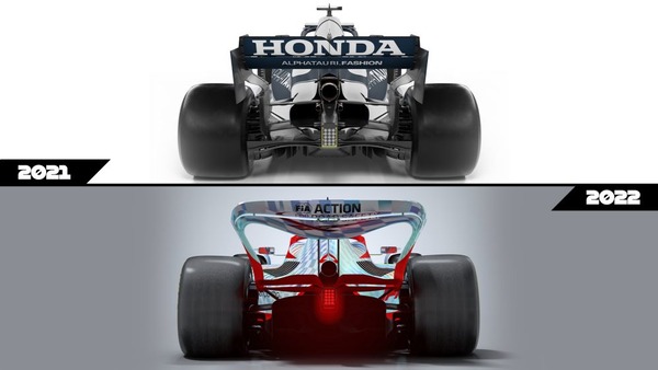 リア・ウィング:2021年F1マシンと2022年F1マシンの比較