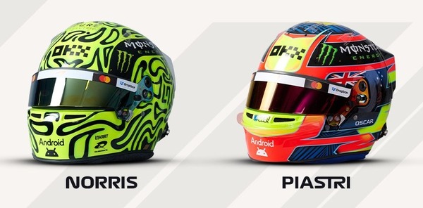 ランド・ノリスとオスカー・ピアストリの2026年F1ヘルメット