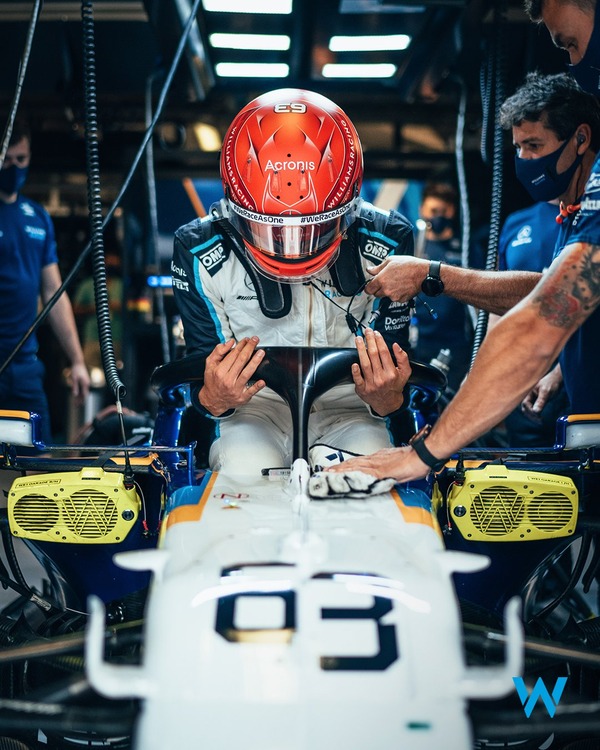 ジョージ・ラッセル（ウィリアムズ）モンツァ仕様のヘルメット：2021年F1イタリアGP